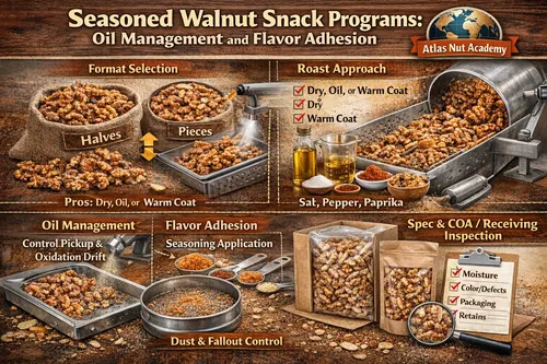 Seasoned Walnut Snack Programs: Oil Management and Flavor Adhesion - Walnut Industrial Applications — Atlas Global Trading Co.